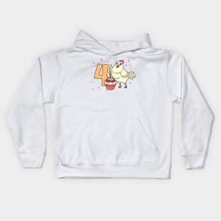 I am 4 with chicken - kids birthday 4 years old Kids Hoodie